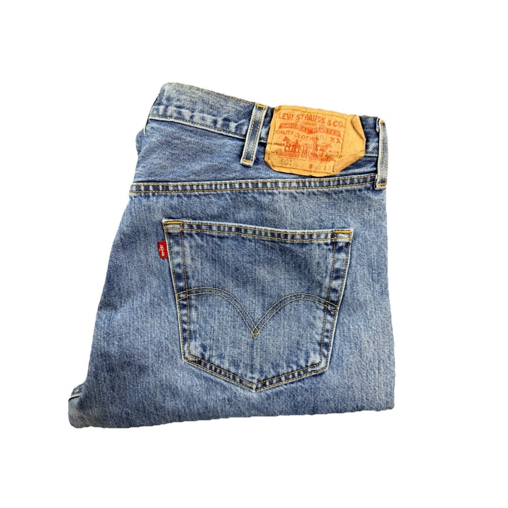 Vintage Levis 501 Straight Leg Mens Jeans 40x38 Medium Wash Denim Button Fly